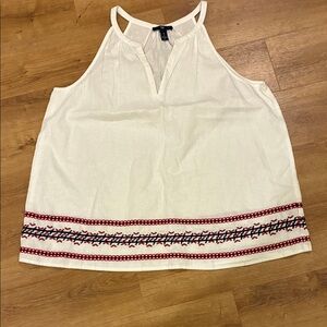 GAP White Tank Top with Red and Navy Blue Embroidery
